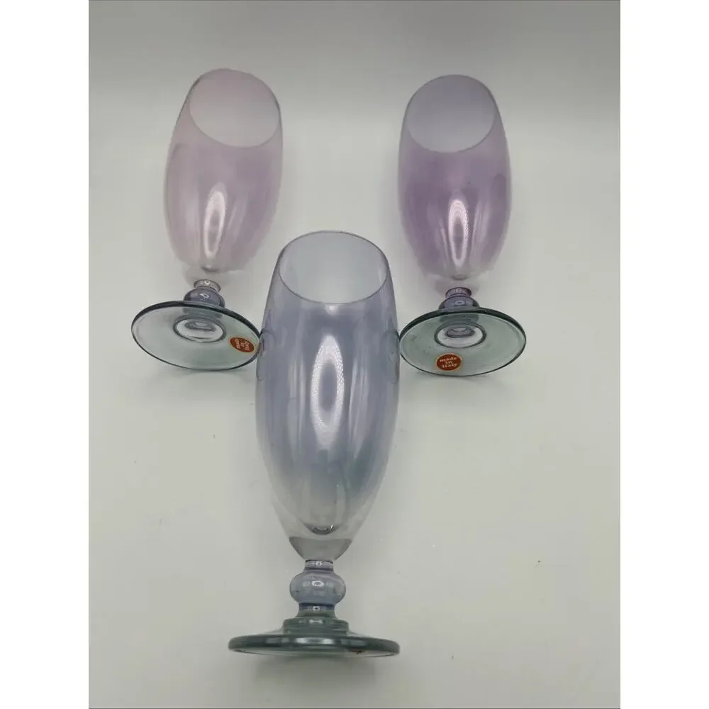 Luster Cocktail Glasses. Made In Italy, 1970’s Set Of 3. Two Pink One Purple.
